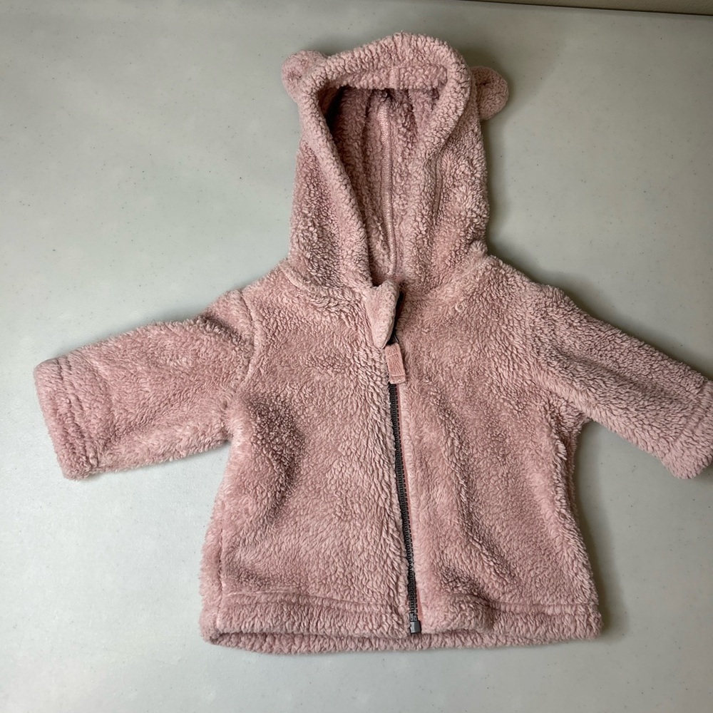 Hanna Andersson Marshmallow Bear Jacket Faded Flower Full Zip 0-3 Months